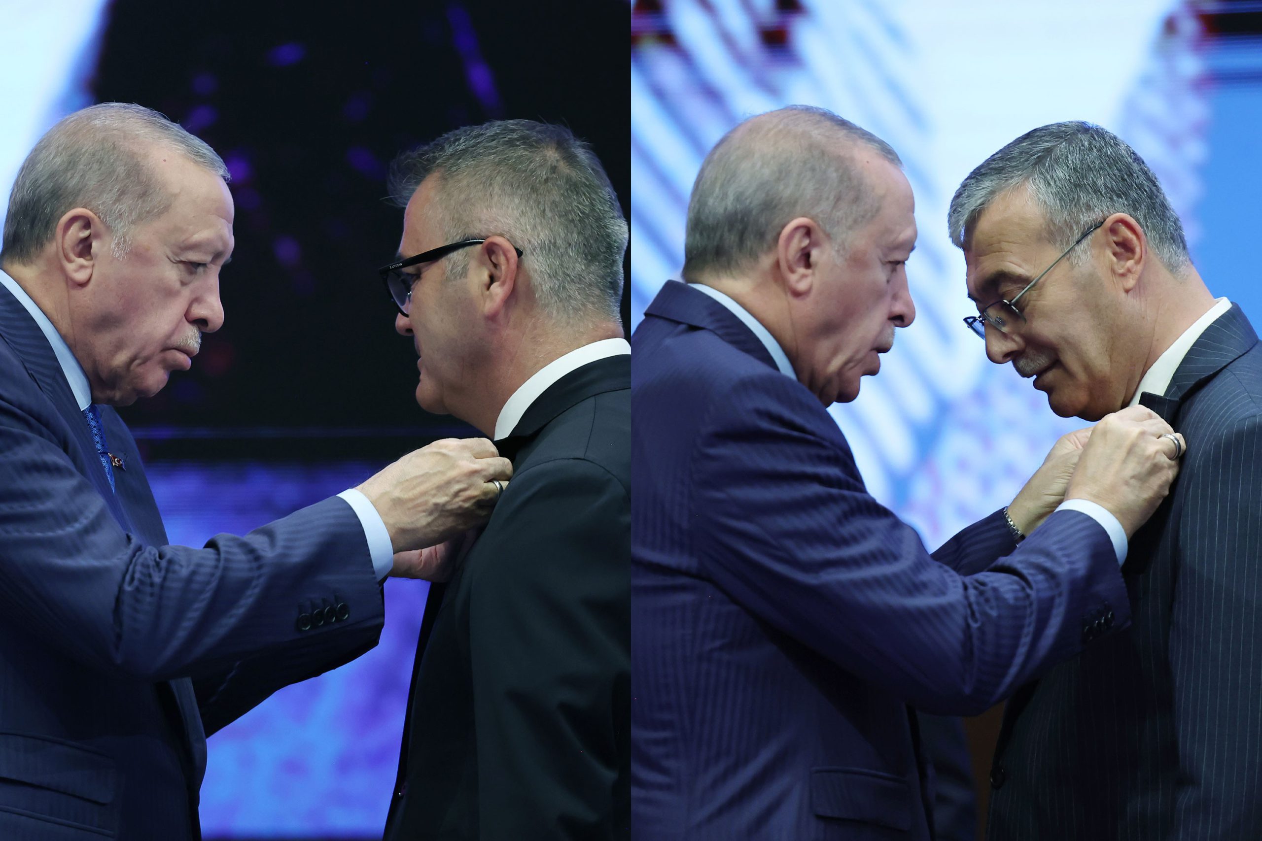 Rozetlerini Erdoğan taktı |