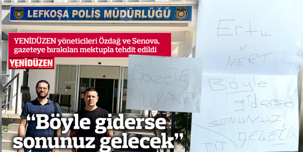 Kuzey Kıbrıs'ta gazetecilere dönük tehditler artıyor. Yenidüzen gazetesi yöneticileri ölüm tehdidi aldı. Gazeteciler etkin soruşturma istiyor.
